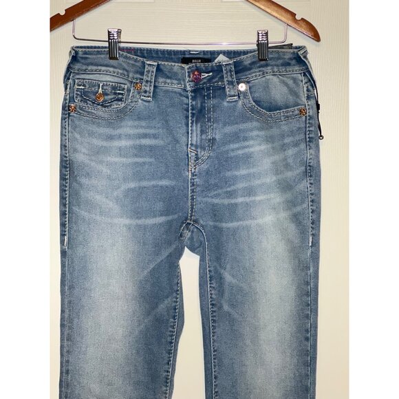 NWT True Religion Billie Big T Stitch Mid Rise Straight Jeans Size 29 - Picture 5 of 16